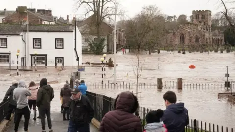 PA Media Flooded streets in Appleby-in-Westmorland, Cumbria