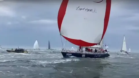 Ocean Globe Race Royal Yacht Squadron start line off Cowes
