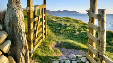 Iwan Williams Yr Eifl mountain range seen from Dinas Dinlle in Gwynedd