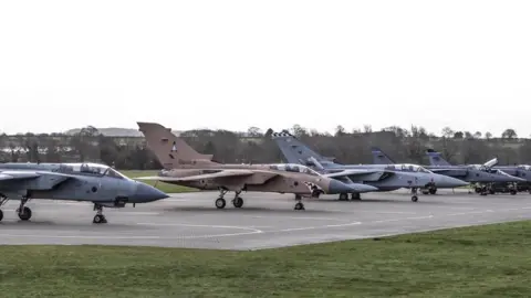 Sgt Paul Oldfield Tornados being moved to the airfield at RAF Cosford prior to the flypast