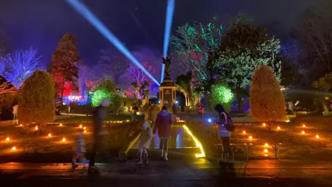 BBC The park lit up for the event