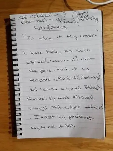 Avon and Somerset Police Jackson confession note