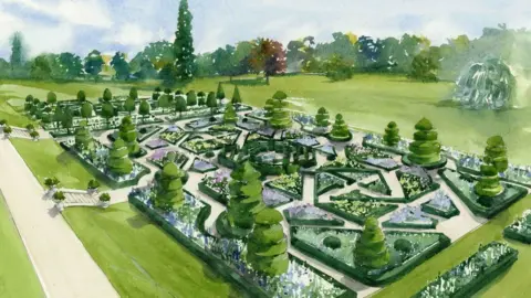 Sandringham Estate Watercolour image of the new garden