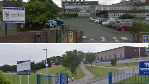 Google Exterior views of Ysgol Emrys ap Iwan and Ysgol Bryn Elian