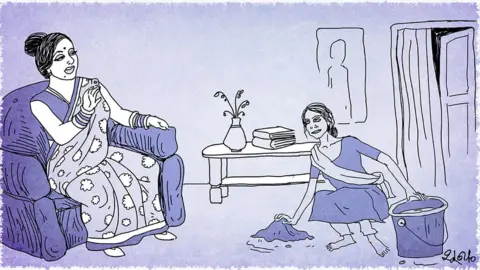 A woman working as a cleaner