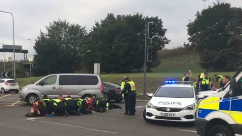 Essex Police Protests at junction 31 of the M25