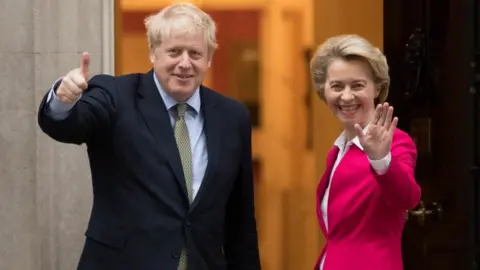 PA Media Image shows UK PM Boris Johnson and EU chief Ursula von der Leyen