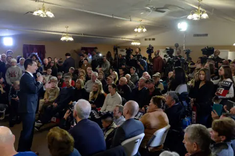 Getty Images Pete Buttigieg at a town hall event in Merrimack, New Hampshire