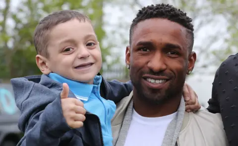 PA Bradley Lowery and Jermain Defoe