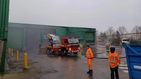 Fire crews at the scene of the fire