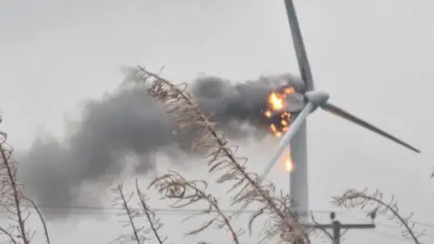 Wind turbine fire