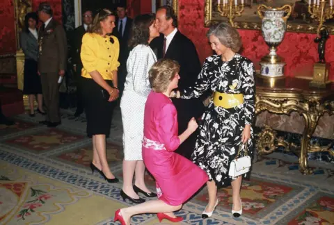 Shutterstock Princess Diana meets Queen Sofia during a Royal tour of Spain in April 1987