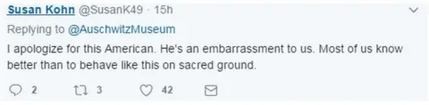 Twitter Tweet: "I apologise for this American. He's an embarrassment to us. Most of us know better than to behave like this on sacred ground."