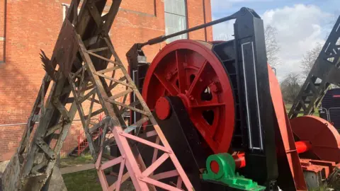 Damaged machinery at Lancashire Mining Museum