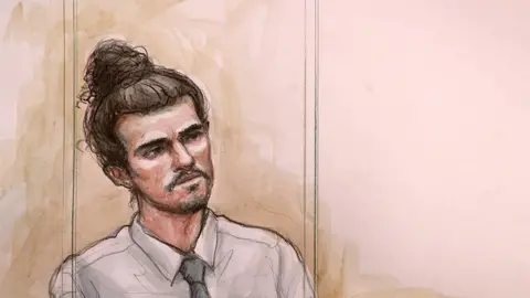 Helen Tipper/BBC Court drawing of Connor Chapman