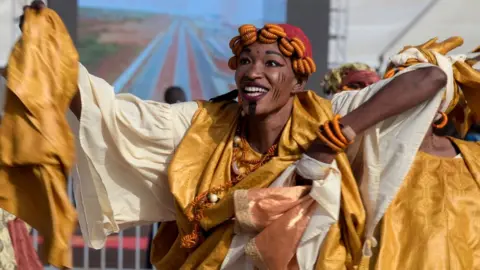AFP A dancer at Blaise Diagne International Airport in Senegal - Thursday 7 December 2017