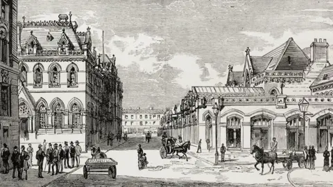 Getty Images Drawing of the old railway station