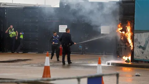 Reuters/Peter Nicholls Border Force centre fire in Dover