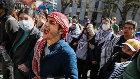 Getty Images Protestors at Northeastern University