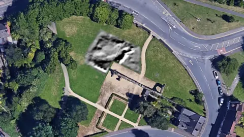 Google/Archeoscan Geophysical survey of St Oswald's site