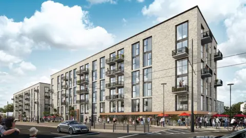 Rochdale Council Central Retail Park artist's impression of new homes