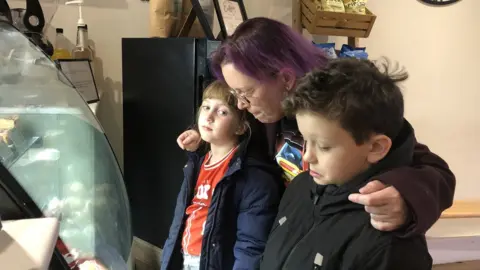 Kate Bradbrook/BBC mum and two children