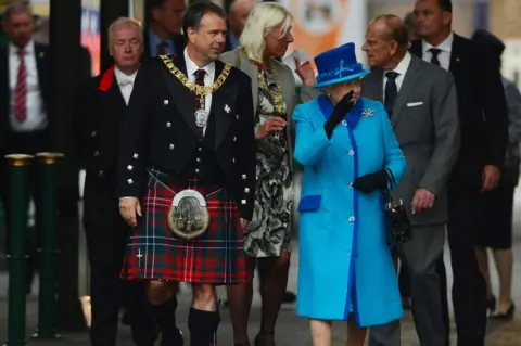 Getty Images The Queen in Edinburgh on the day in 2015 when she became the longest-reigning monarch in British history