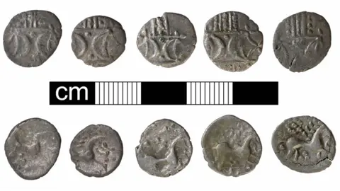 Andrew Williams/Norfolk County Council Five silver Iron Age coins