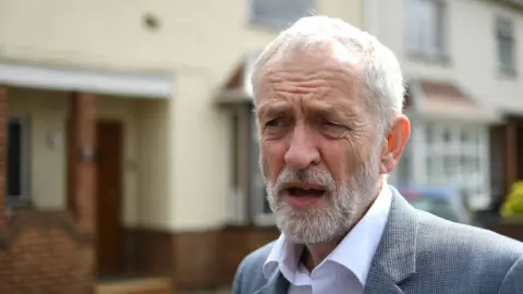 PA Jeremy Corbyn in Peterborough on 27 April