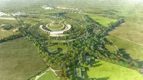 Getty Images An aerial artist's impression of the museum seen from the east