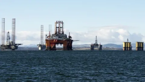 Getty Images North sea oil platforms