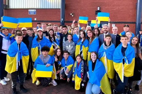 Dnipro kids at the Scotland v Ukraine game at Hampden