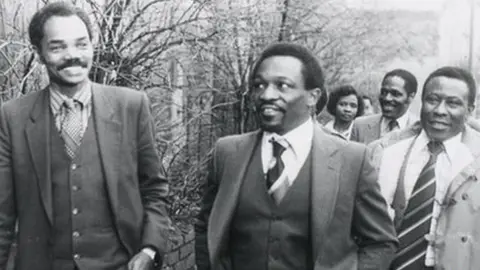 Roy Hackett Prince Brown (left), Roy Hackett (right) and other campaigners in Bristol