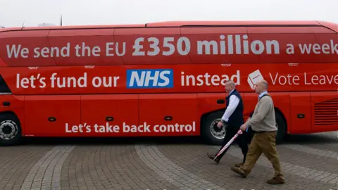 PA Media Vote Leave bus with £350m NHS claim