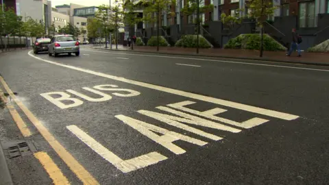 The new bus lane in the Titanic Quarter