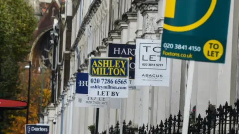 Getty Images To let signs seen in Maida Vale, London during the pandemic