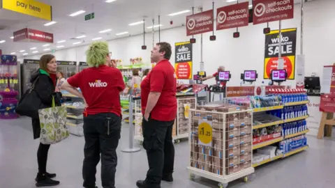 Getty Images Wilko staff at Cardiff Queen's Street Wilko