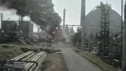 HSE Thick black smoke billowed into the sky after the explosion