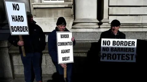 Reuters Anti-Brexit campaigners, Borders Against Brexit protest outside Irish Government buildings in Dublin