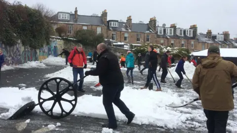 Snow clearing at South Morningside Primary in Edinburgh