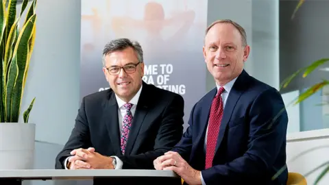 Invest NI Alastair Hamilton [L], CEO of Invest NI, pictured with Alan Naumann [R], CEO of Contrast Security