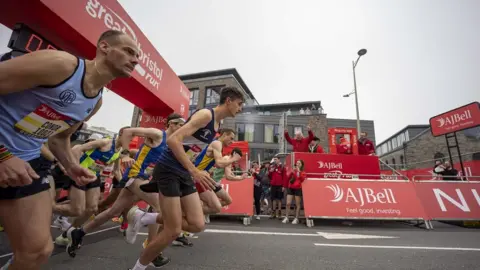 The AJ Bell Great Bristol Run  Runners start the Great Bristol Run