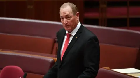 EPA Fraser Anning speaking in the Senate on Tuesday