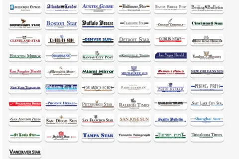 screen shot of some of news sites the investigation found to be fake