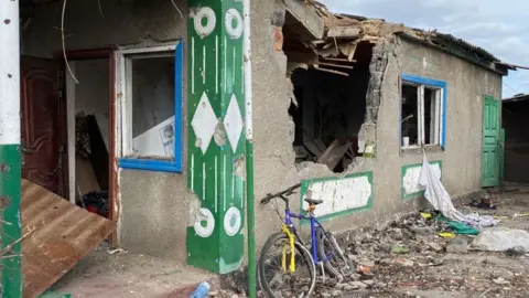 Destroyed home in Kherson region