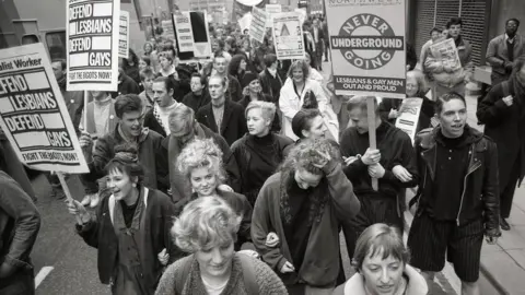 Peter J Walsh Clause 28 protest in Manchester in 1988