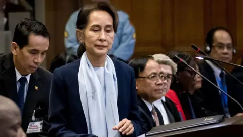Getty Images Aung San Suu Kyi at The Hague in 2019