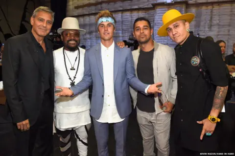Kevin Mazur/Hand in Hand George Clooney, apl.de.ap, Justin Bieber, Wilmer Valderrama and Taboo