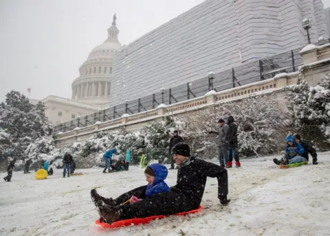 EPA People sledging on Capitol Hill in Washington