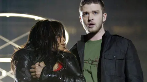 Getty Images Janet Jackson and Justin Timberlake at the Super Bowl half-time show